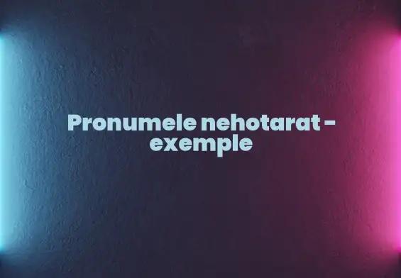 pronume nehotarat exemple